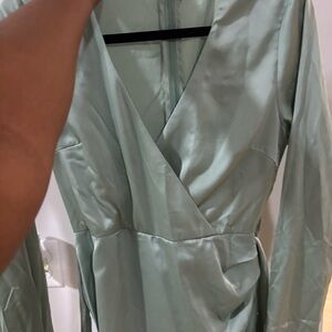 Altar'd State Mint Green Satin Dress